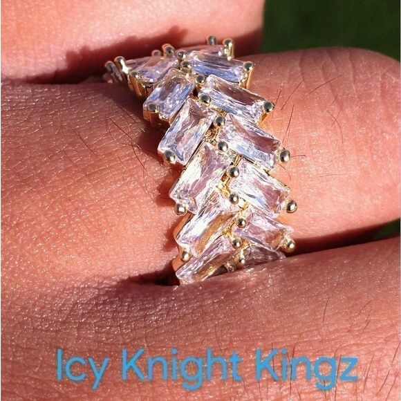 Size 10 Gold Finish Baguette CZ Ring - Picture 1 of 9